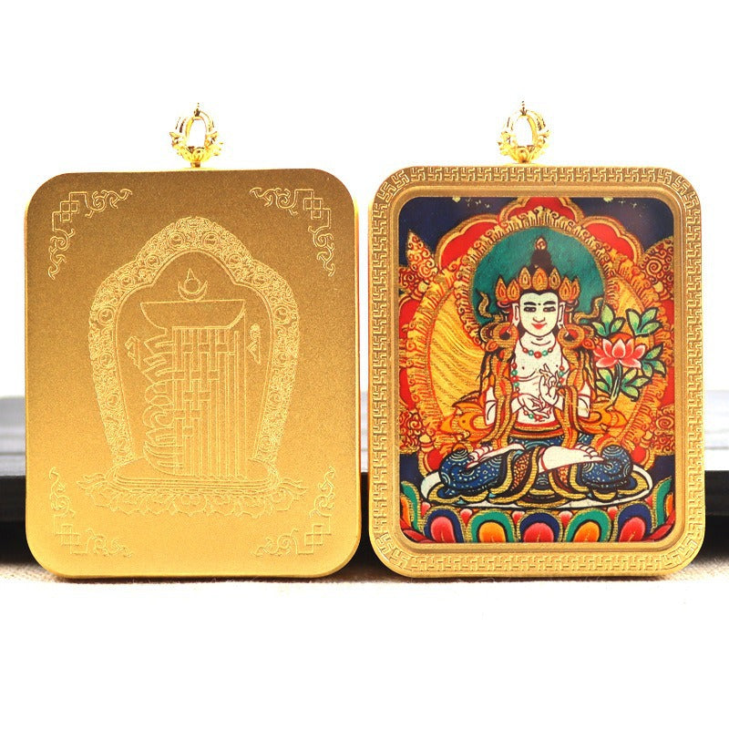 New titanium steel Tibetan thangka pendant necklace