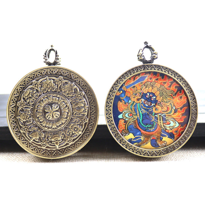 Bronze round thangka pendant