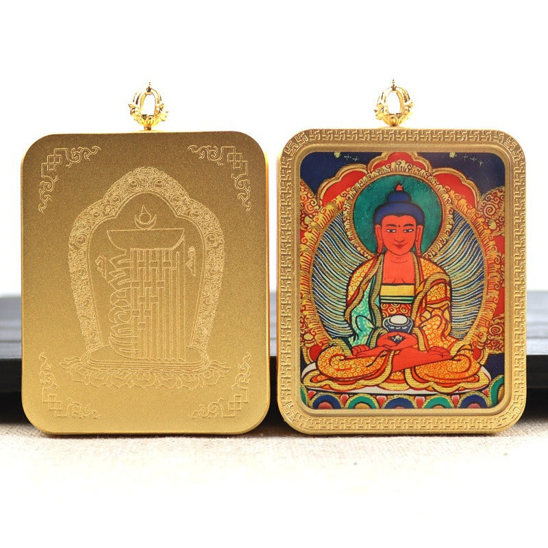 New titanium steel Tibetan thangka pendant necklace