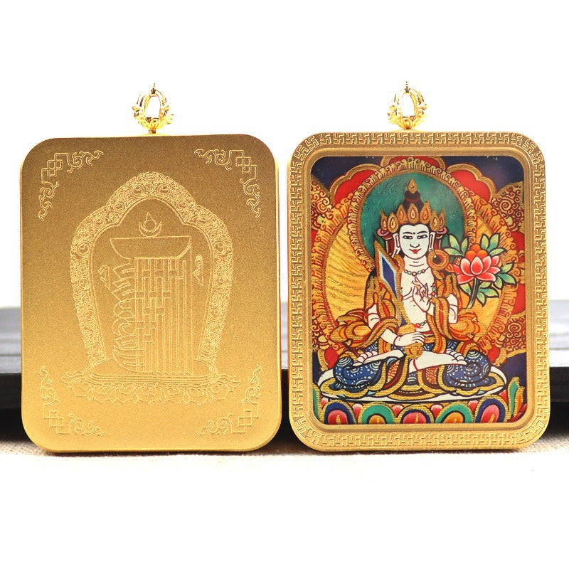 New titanium steel Tibetan thangka pendant necklace