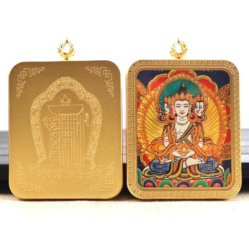 New titanium steel Tibetan thangka pendant necklace