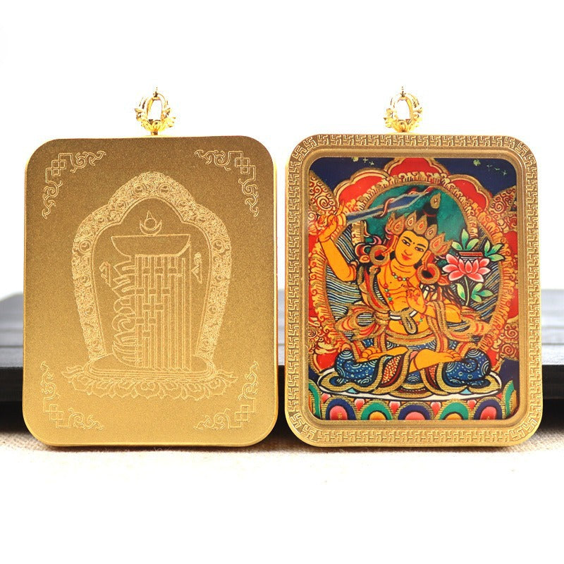 New titanium steel Tibetan thangka pendant necklace