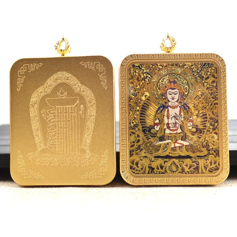New titanium steel Tibetan thangka pendant necklace