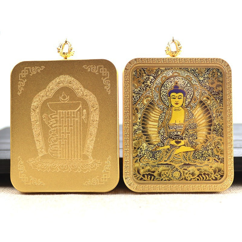 New titanium steel Tibetan thangka pendant necklace