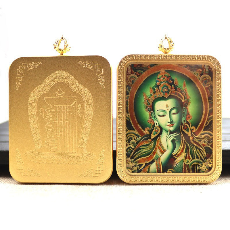New titanium steel Tibetan thangka pendant necklace