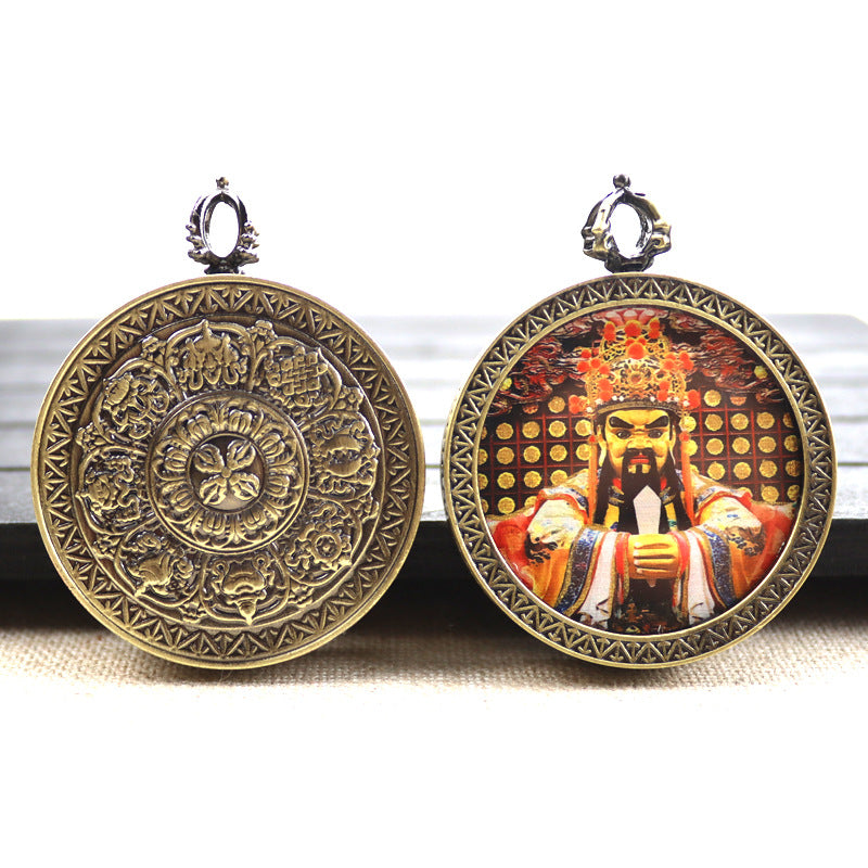 Bronze round thangka pendant