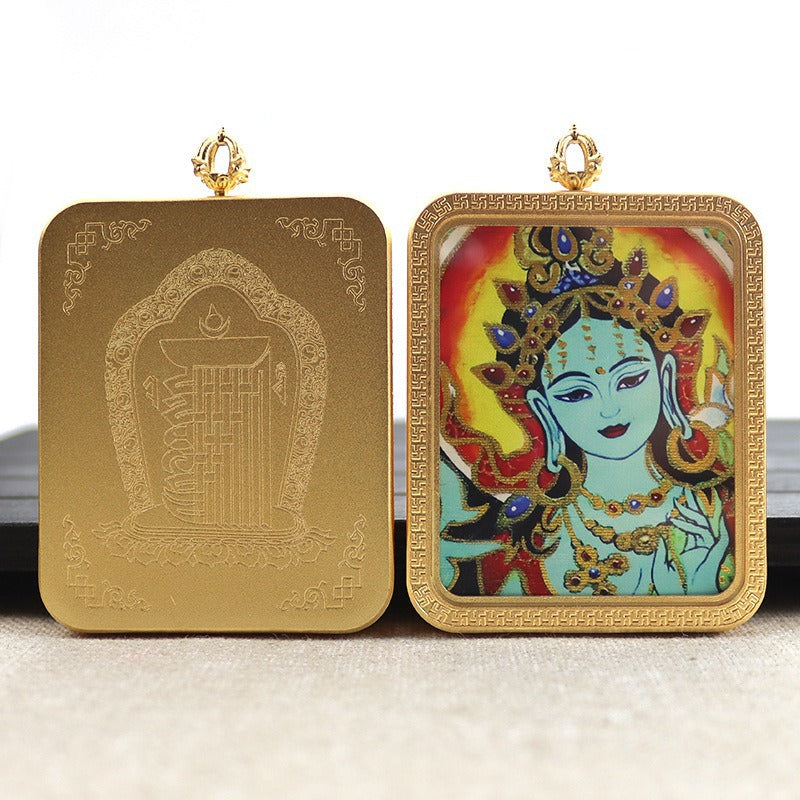 New titanium steel Tibetan thangka pendant necklace