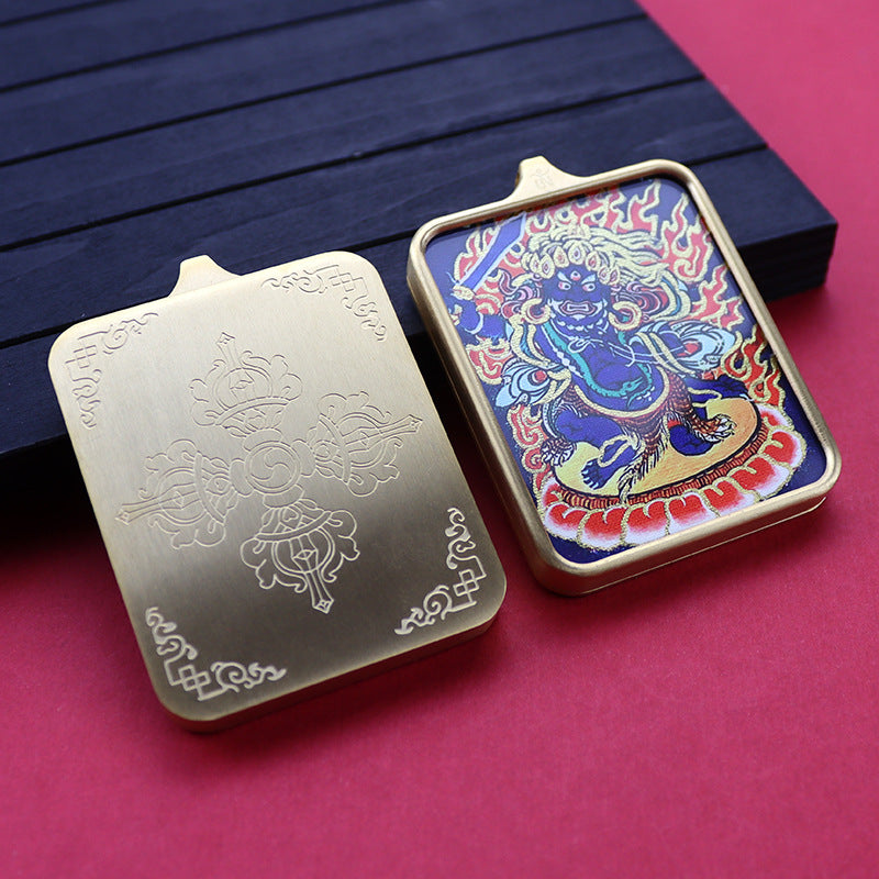 Titanium steel guardian thangka Beautiful Chinese Tibetan pendant necklace