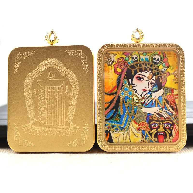 New titanium steel Tibetan thangka pendant necklace