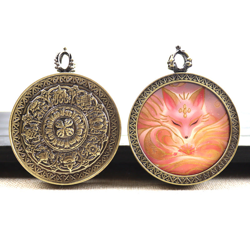 Bronze round thangka pendant