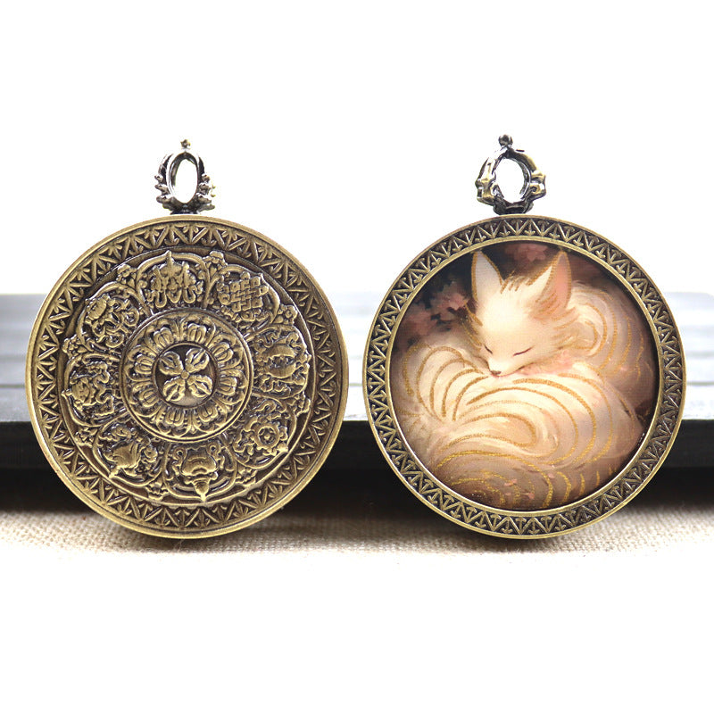 Bronze round thangka pendant