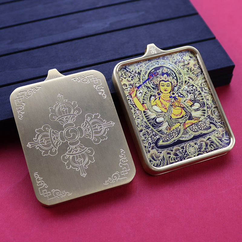 Titanium steel guardian thangka Beautiful Chinese Tibetan pendant necklace