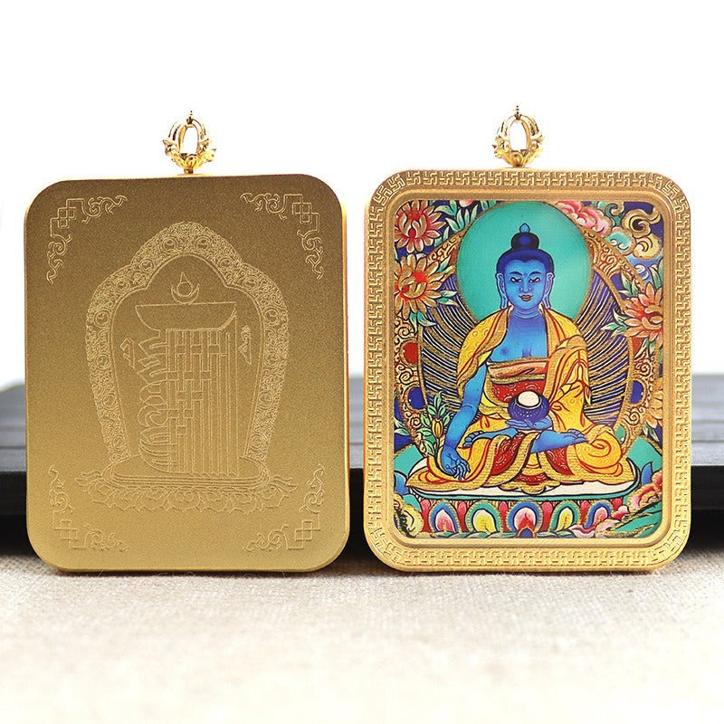 New titanium steel Tibetan thangka pendant necklace