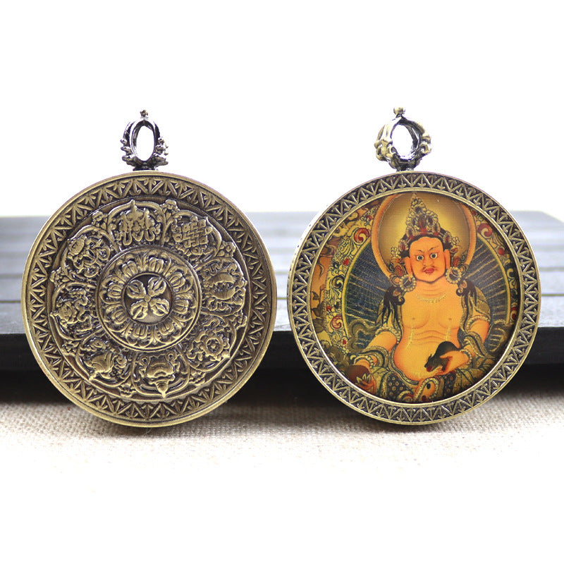 Bronze round thangka pendant
