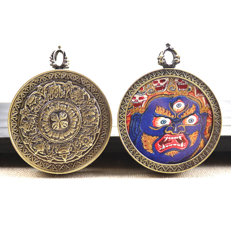 Bronze round thangka pendant