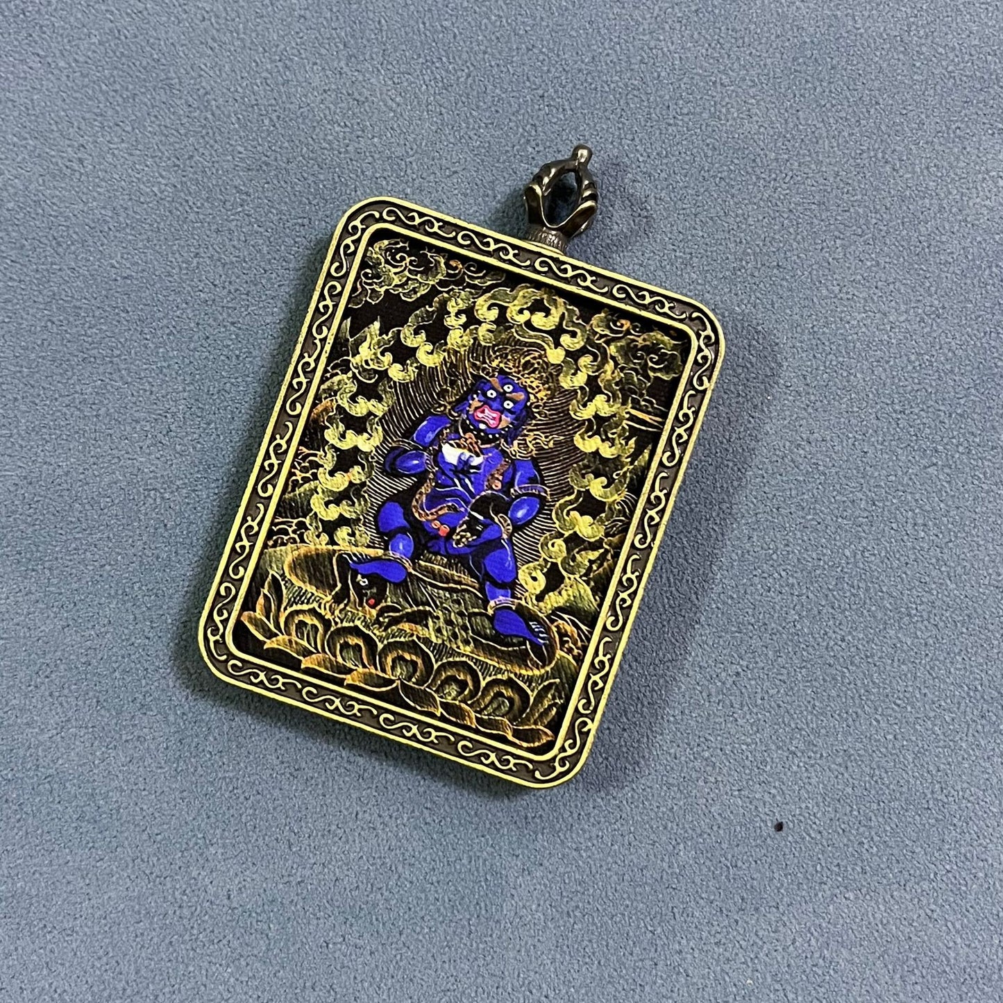 Black God of Wealth Thangka Brings wealth Beautiful pendant necklace Ancient Chinese pure painting art
