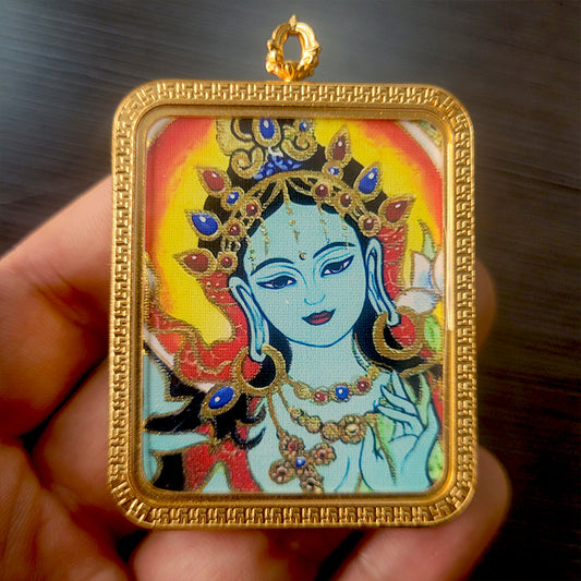 Tibetan Buddhism Intangible Cultural Heritage Thangka Pendant Necklace (Large Size) 1