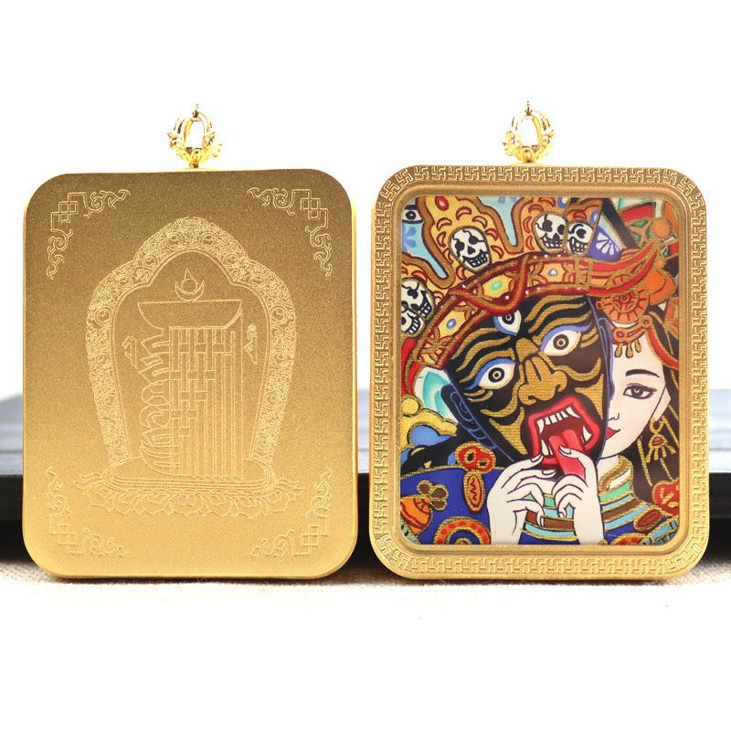 New titanium steel Tibetan thangka pendant necklace