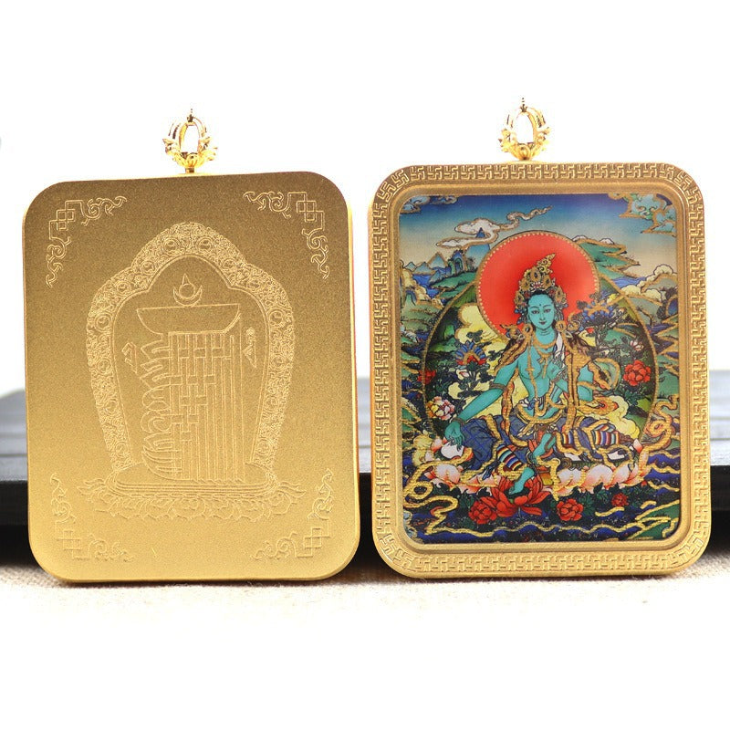 New titanium steel Tibetan thangka pendant necklace