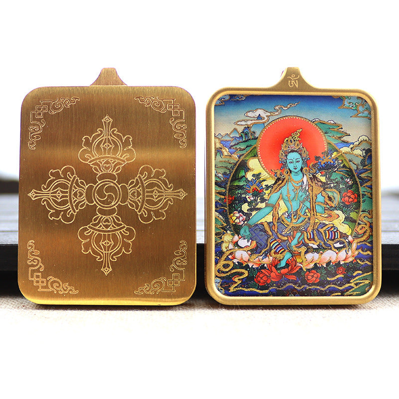 Titanium steel guardian thangka Beautiful Chinese Tibetan pendant necklace