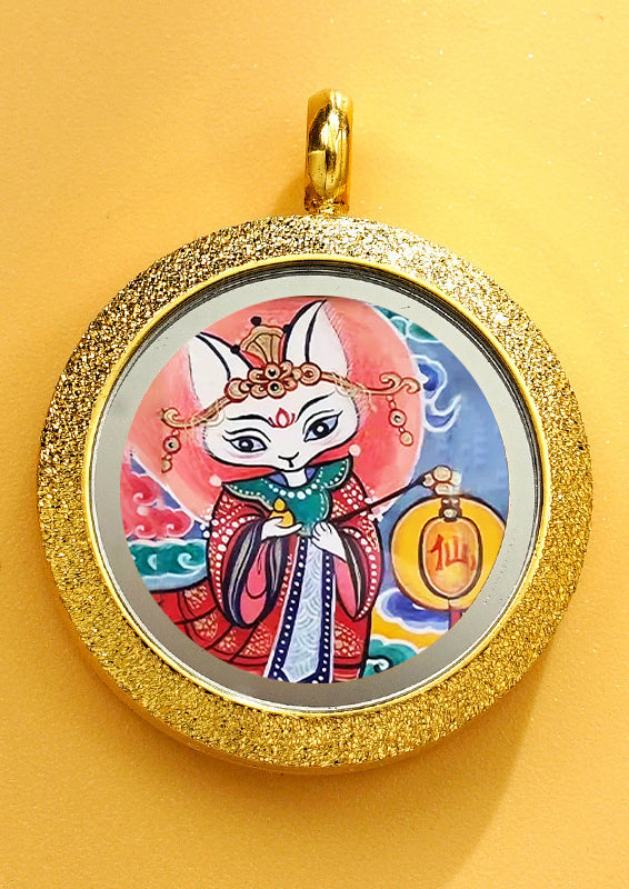 Matte Round Small Tangka Pendant Necklace