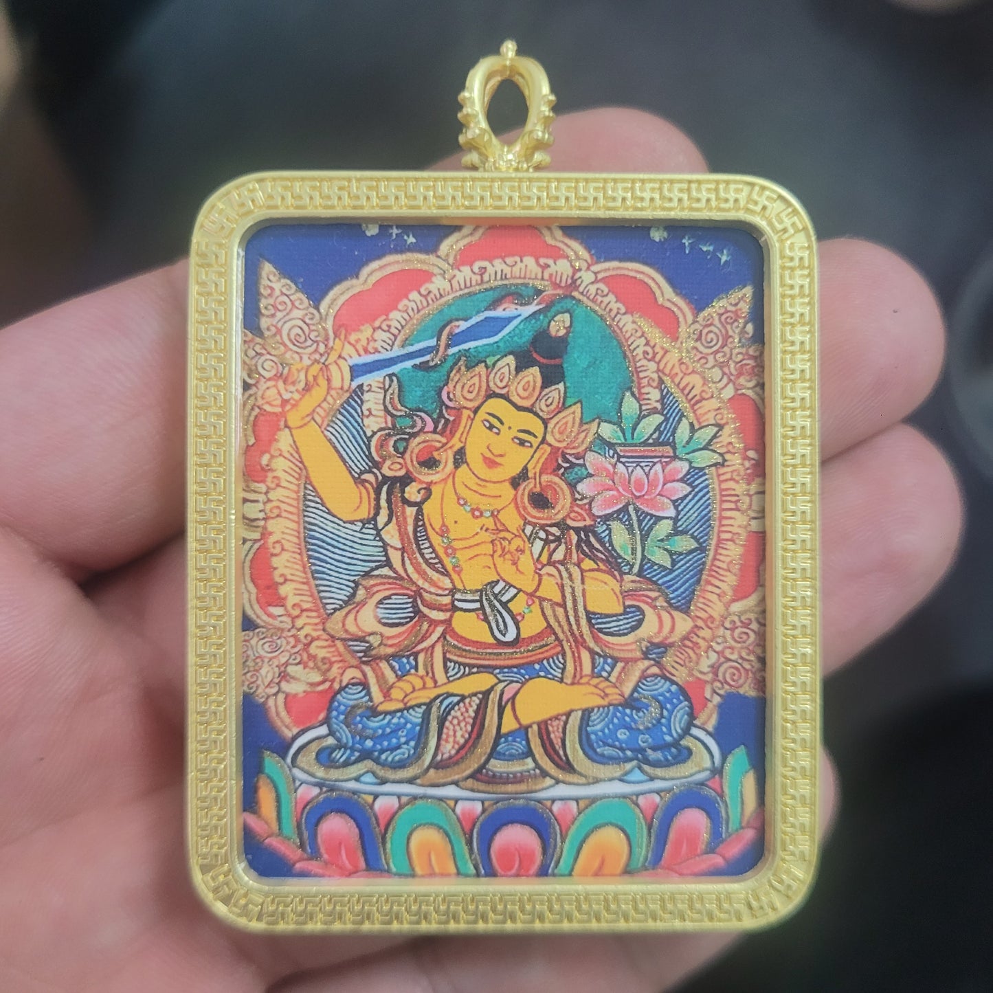 Tibetan Buddhism Intangible Cultural Heritage Thangka Pendant Necklace (Large Size) 1