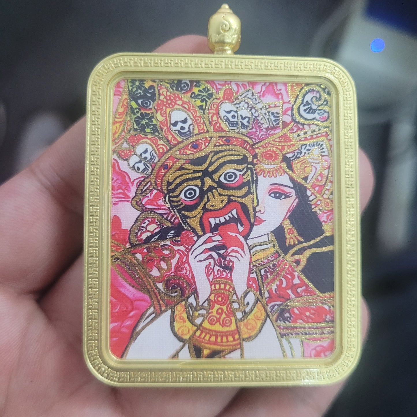 Tibetan Buddhism Intangible Cultural Heritage Thangka Pendant Necklace (Large Size) 1