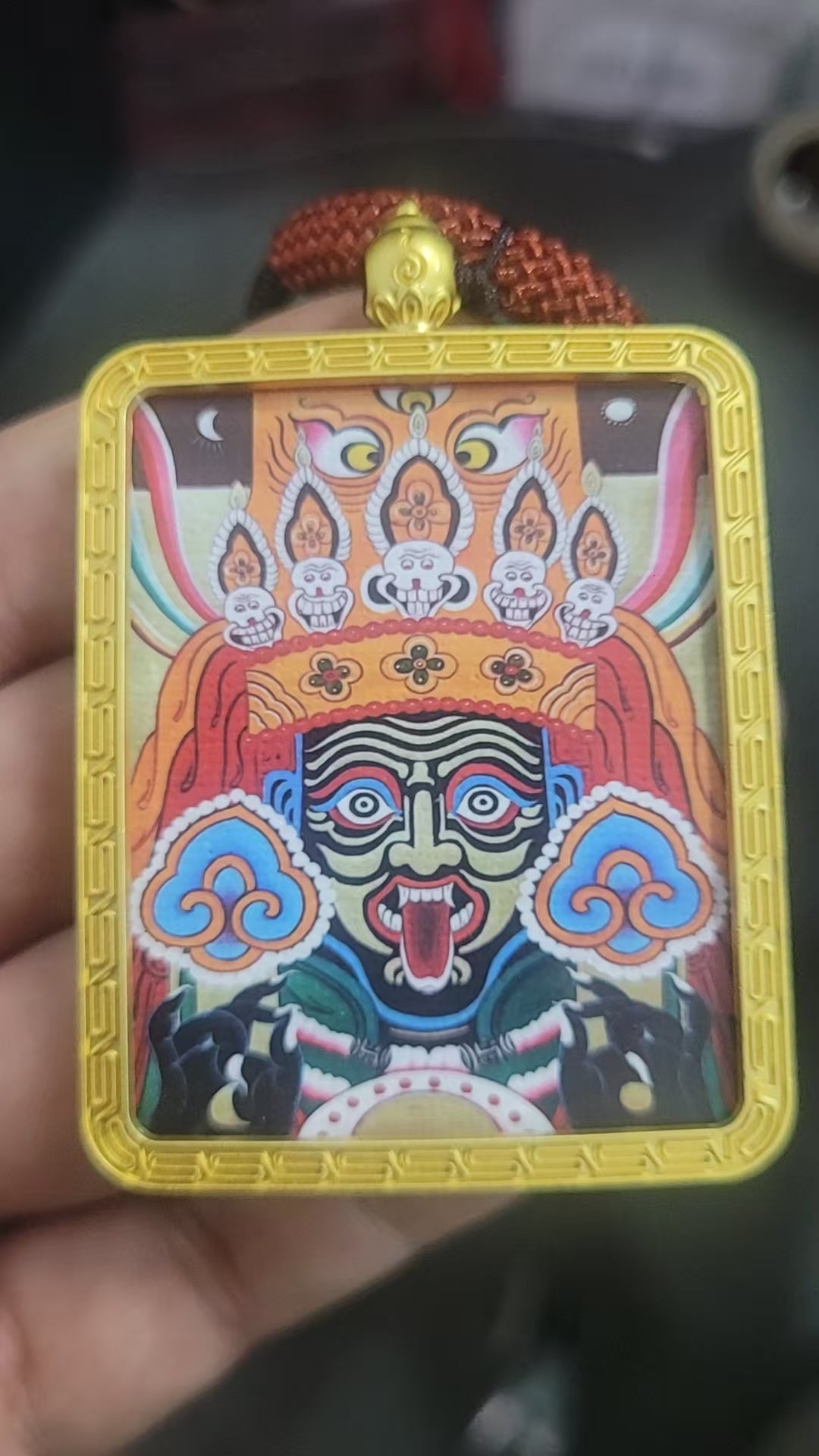Tibetan Buddhism Intangible Cultural Heritage Thangka Pendant Necklace (Large Size) 1