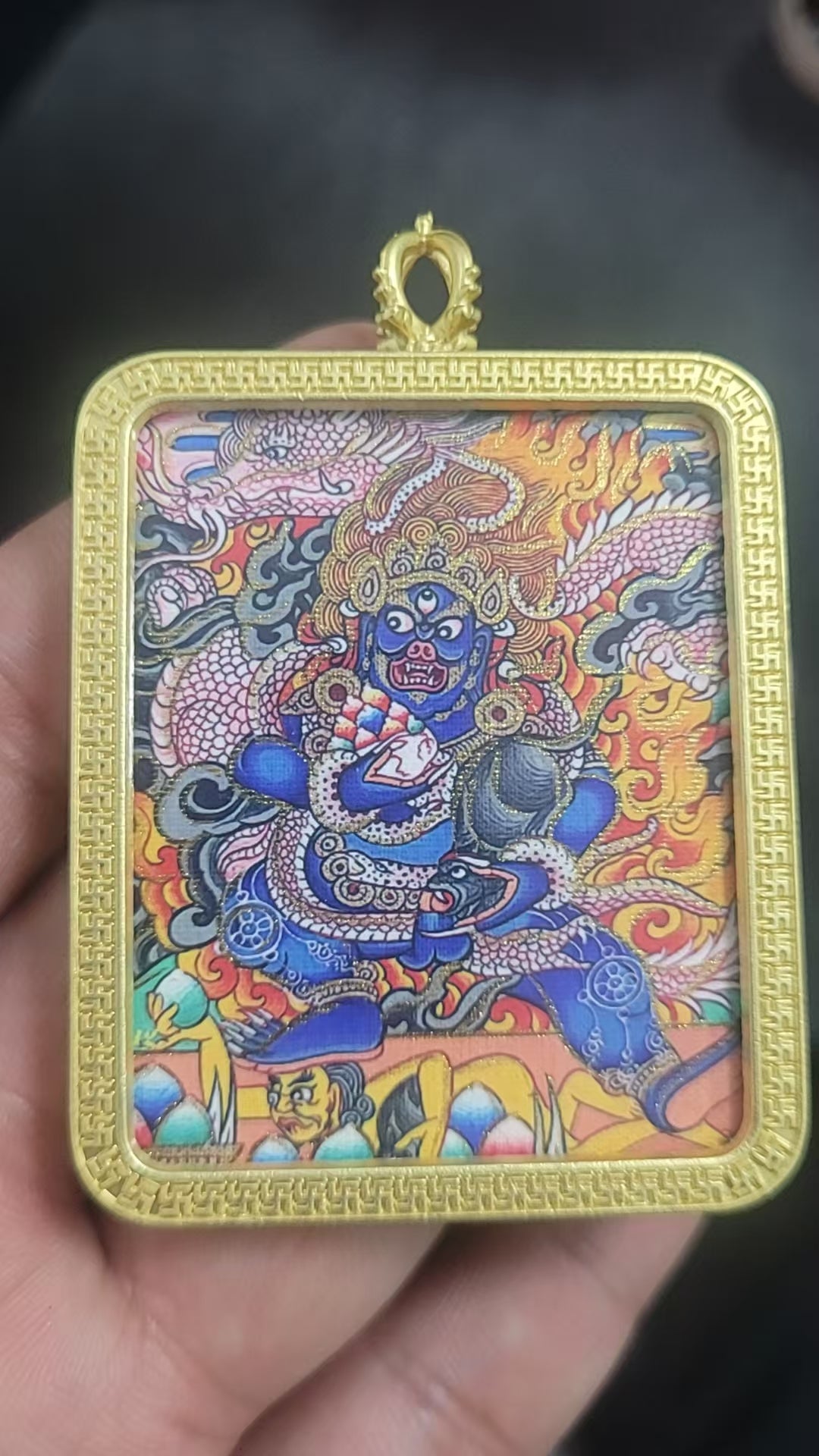 Tibetan Buddhism Intangible Cultural Heritage Thangka Pendant Necklace (Large Size) 1