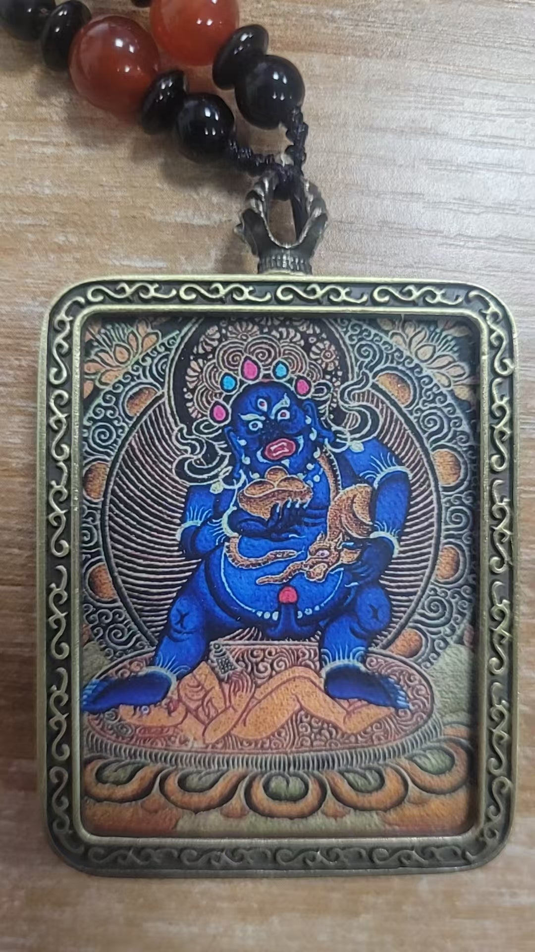 Tibetan Buddhism Intangible Cultural Heritage Thangka Pendant Necklace (Literary Retro Style) 4
