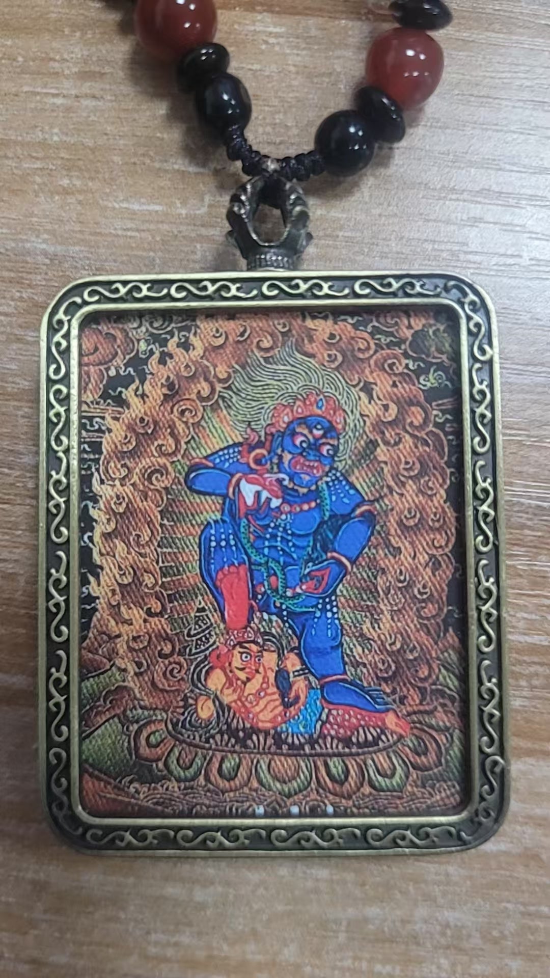 Tibetan Buddhism Intangible Cultural Heritage Thangka Pendant Necklace (Literary Retro Style) 4