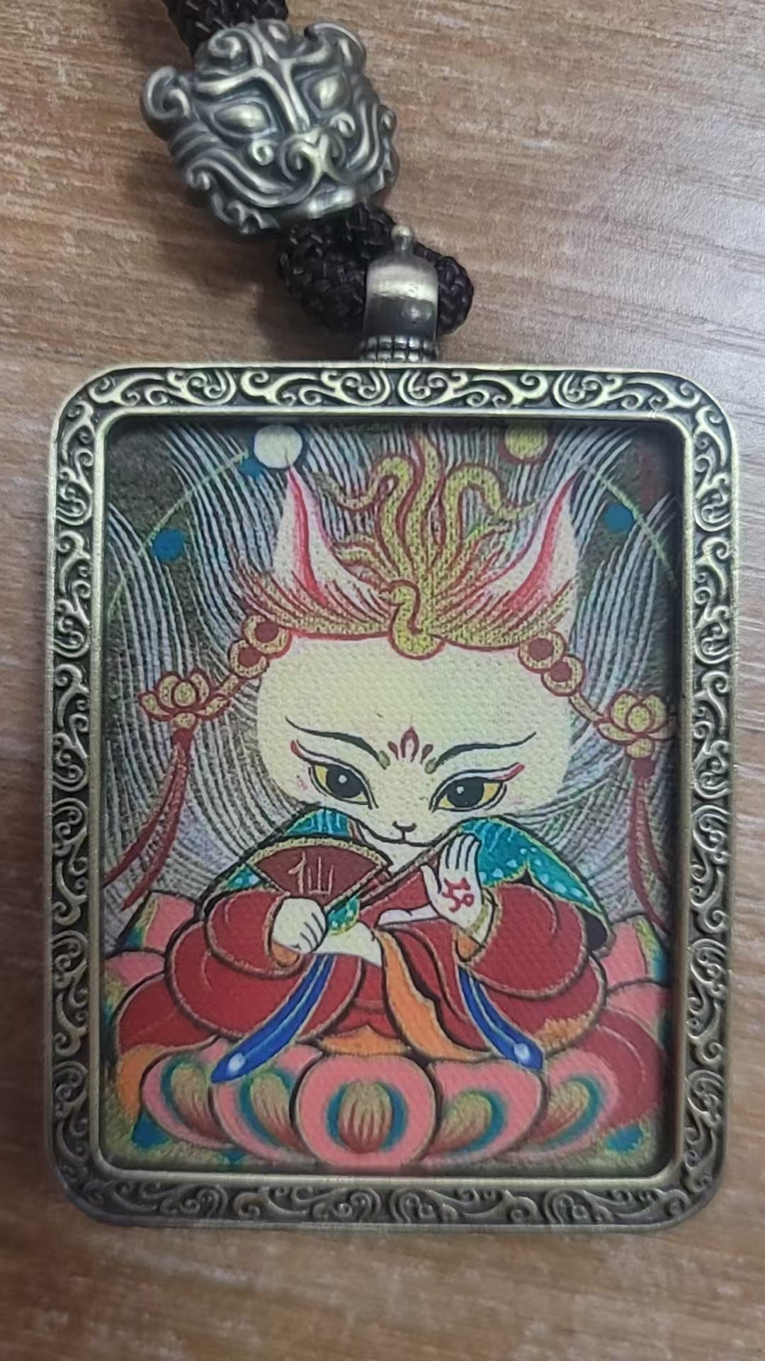 Tibetan Buddhism Intangible Cultural Heritage Thangka Pendant Necklace (Literary Retro Style) 4