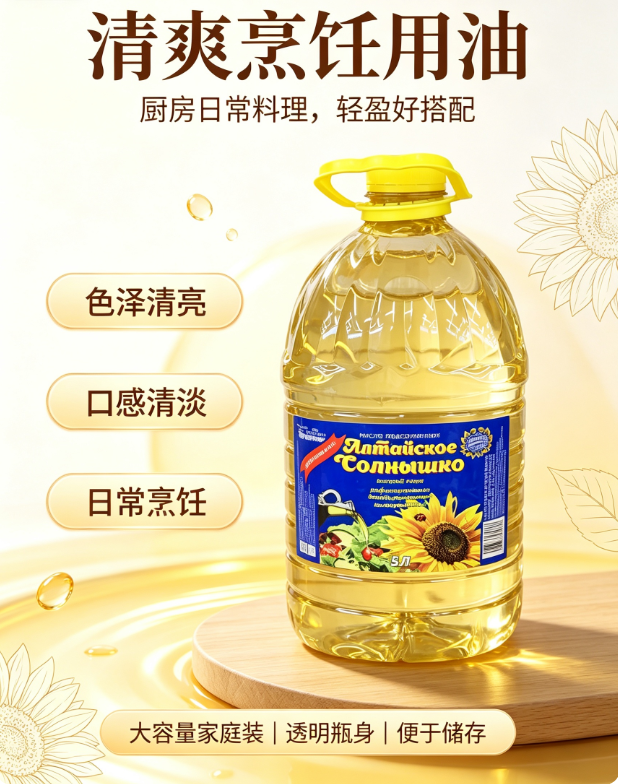 Imported Russian Altai Sunflower Oil, 5L Refined Cooking Oil