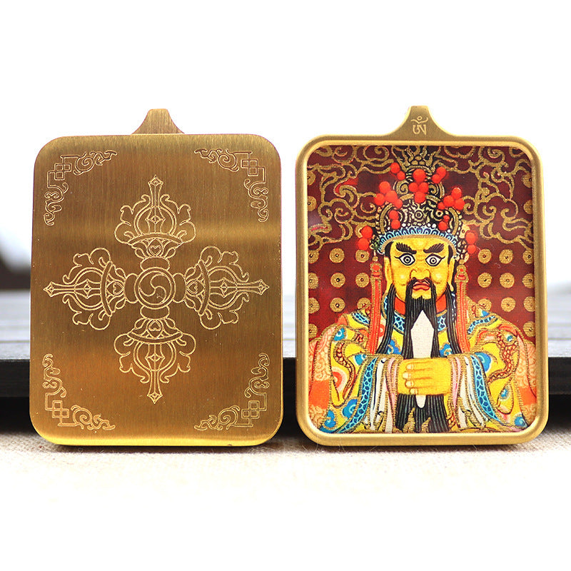 Titanium steel guardian thangka Beautiful Chinese Tibetan pendant necklace