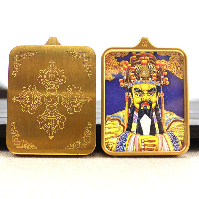 Titanium steel guardian thangka Beautiful Chinese Tibetan pendant necklace