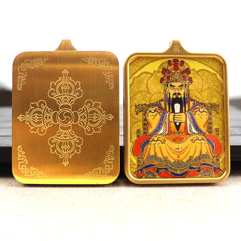 Titanium steel guardian thangka Beautiful Chinese Tibetan pendant necklace