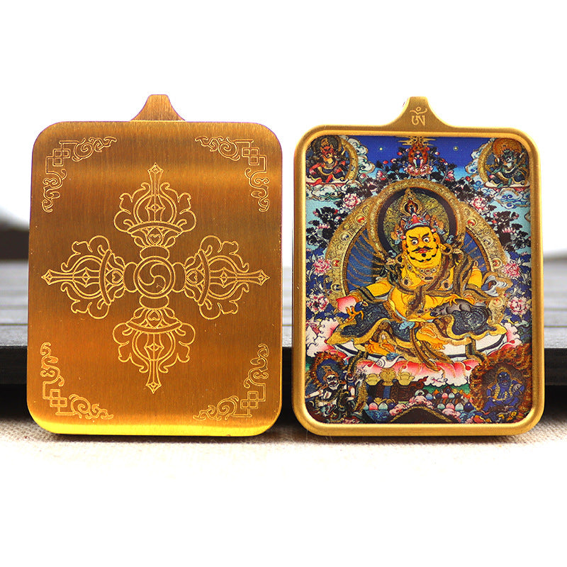 Titanium steel guardian thangka Beautiful Chinese Tibetan pendant necklace