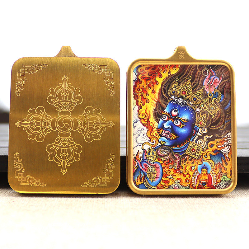 Titanium steel guardian thangka Beautiful Chinese Tibetan pendant necklace
