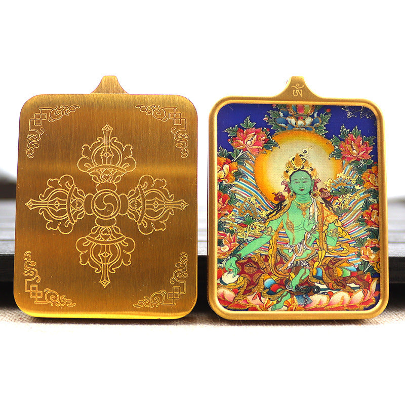 Titanium steel guardian thangka Beautiful Chinese Tibetan pendant necklace