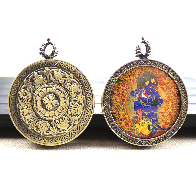Bronze round thangka pendant