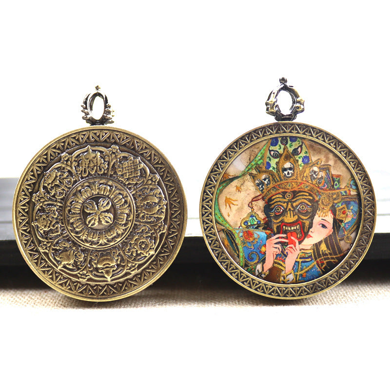 Bronze round thangka pendant