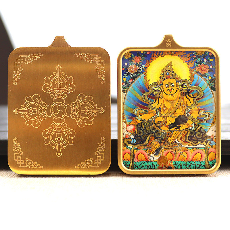 Titanium steel guardian thangka Beautiful Chinese Tibetan pendant necklace