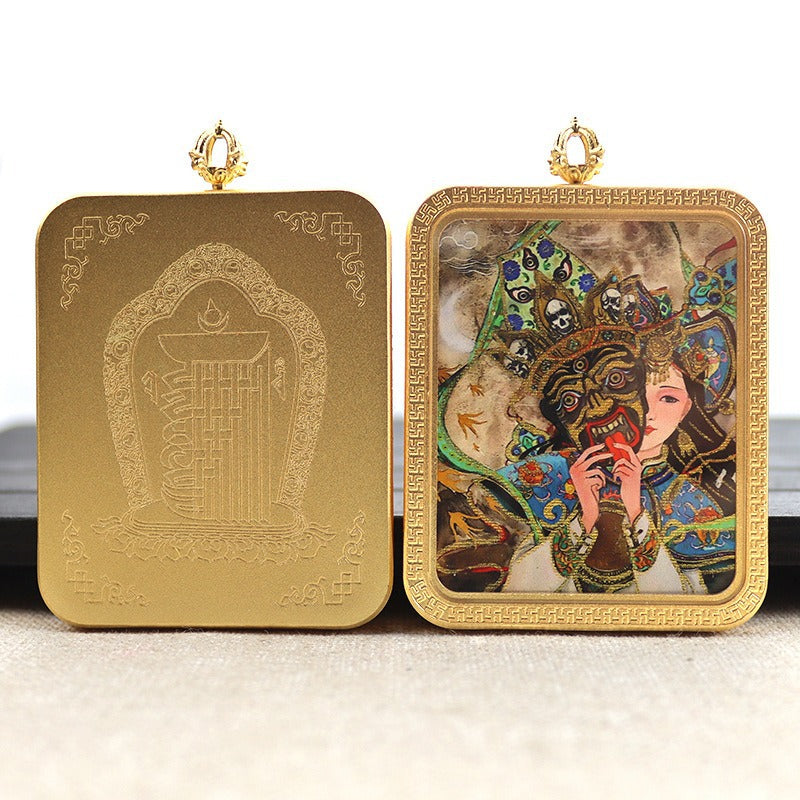 New titanium steel Tibetan thangka pendant necklace