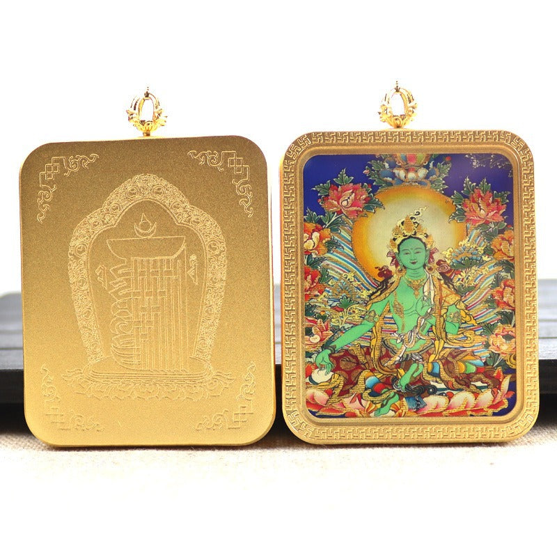 New titanium steel Tibetan thangka pendant necklace