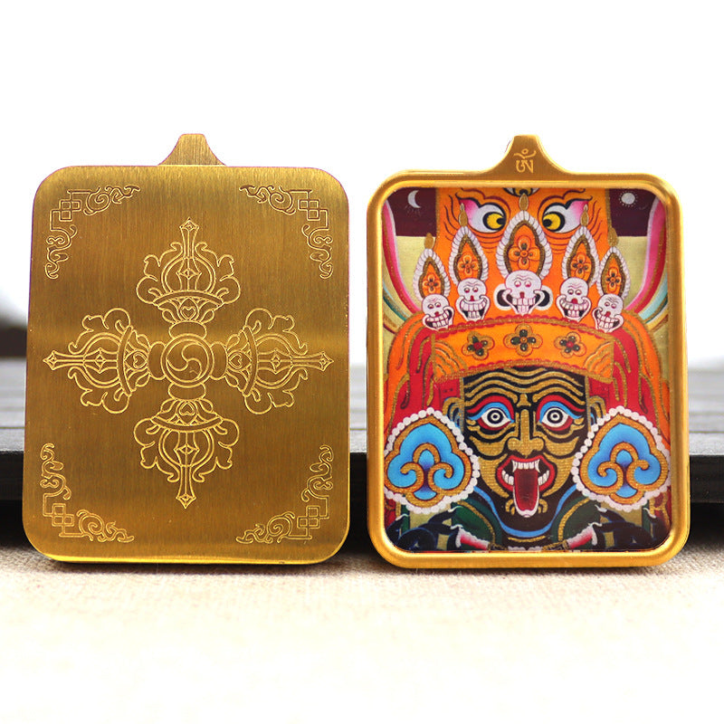 Titanium steel guardian thangka Beautiful Chinese Tibetan pendant necklace