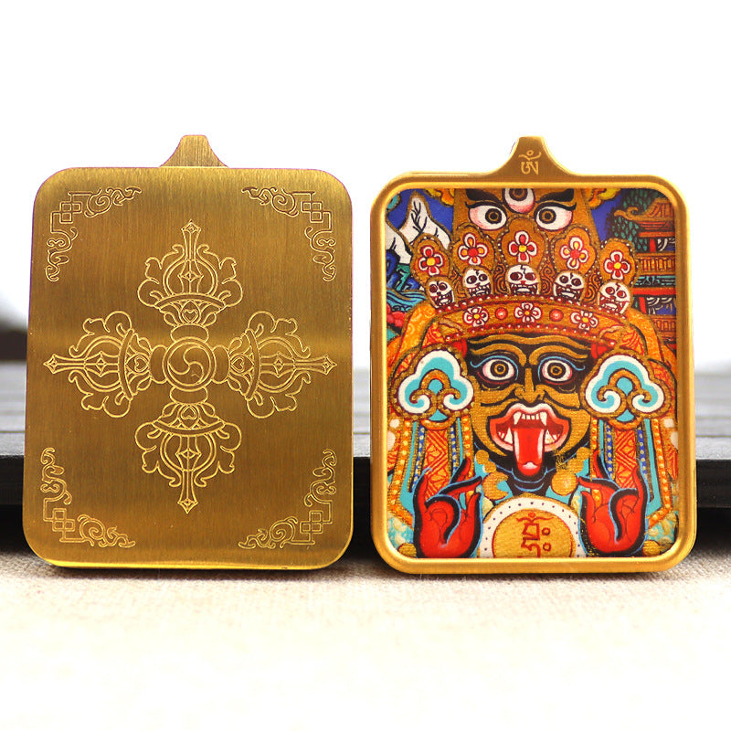Titanium steel guardian thangka Beautiful Chinese Tibetan pendant necklace