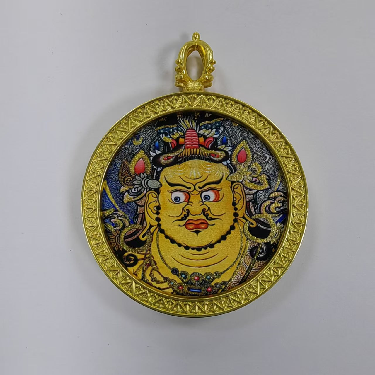 Round golden thangka pendant Beautiful pendant necklace Ancient Chinese pure painting art