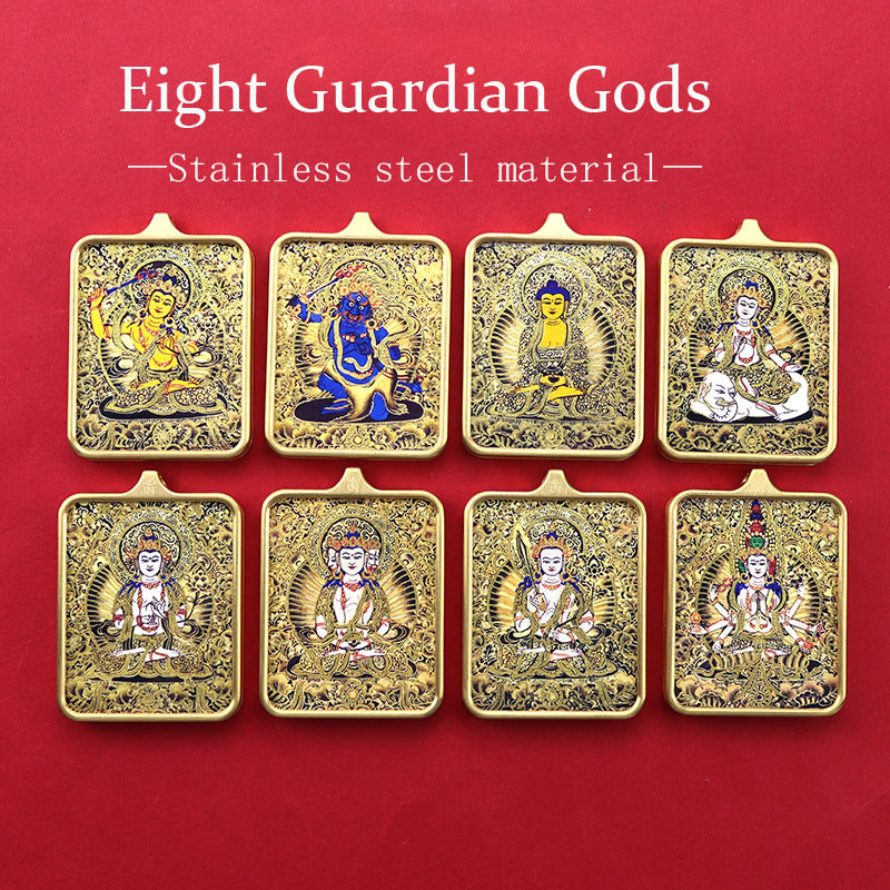 Titanium steel guardian thangka Beautiful Chinese Tibetan pendant necklace