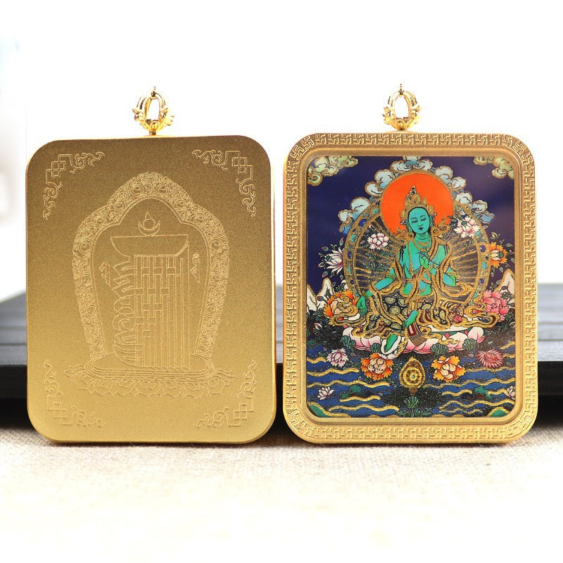 New titanium steel Tibetan thangka pendant necklace