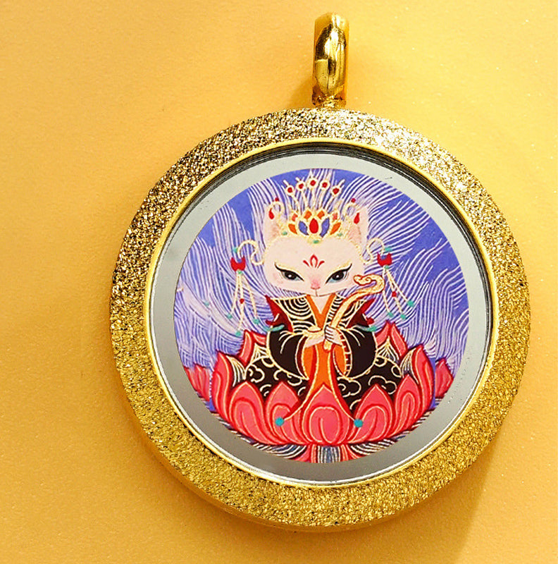 Matte Round Small Tangka Pendant Necklace